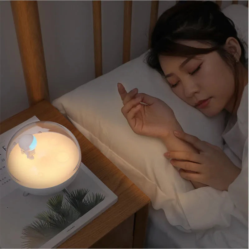 Cartoon USB LED night light with button switch in white or blue light options