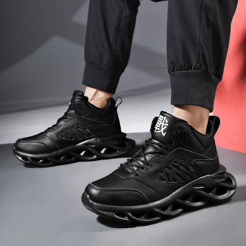 Men's camouflage blade shoes with round toe, low flat heel, mesh lining, rubber sole, front tie, sizes 39-48