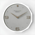 Nordic minimalist 12-inch round wall clock with perforated metal face in walnut and black colour combination