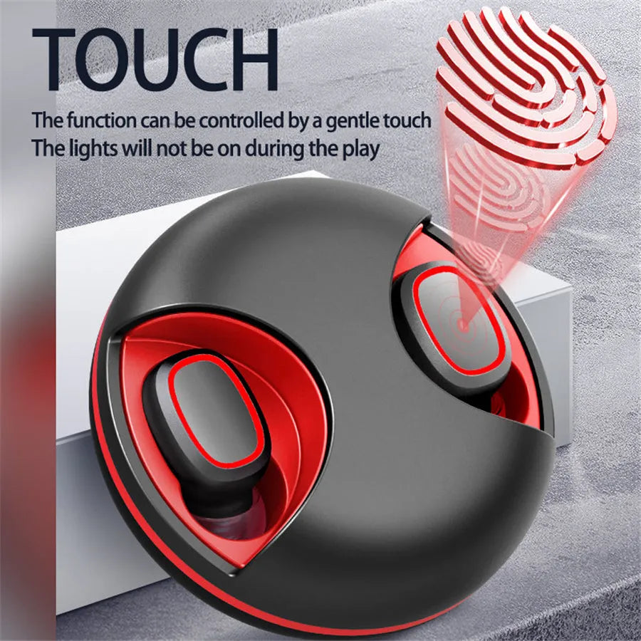 Private Mode binaural wireless Bluetooth 5.0 headset, stereo earplug design, black white or black red