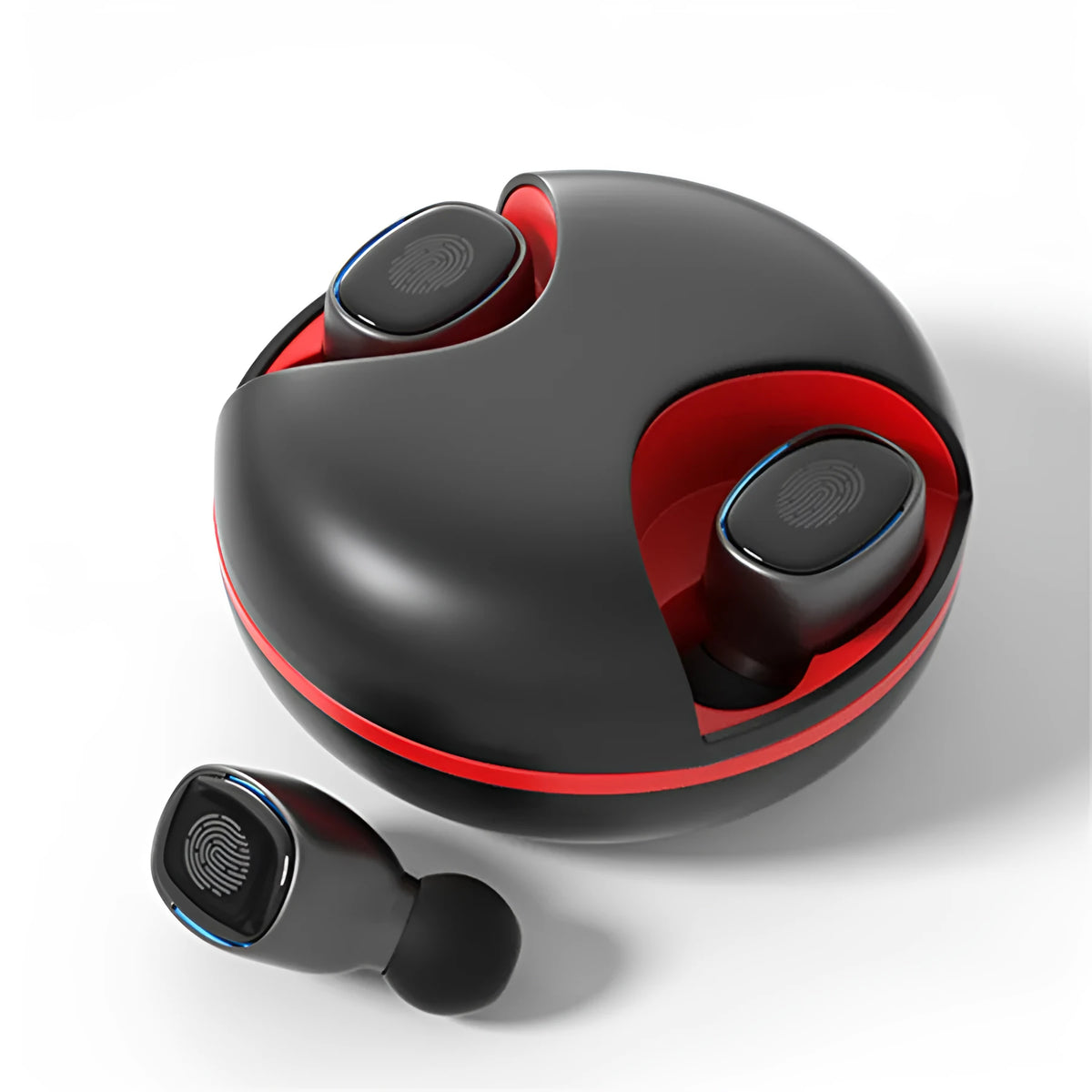 Private Mode binaural wireless Bluetooth 5.0 headset, stereo earplug design, black white or black red