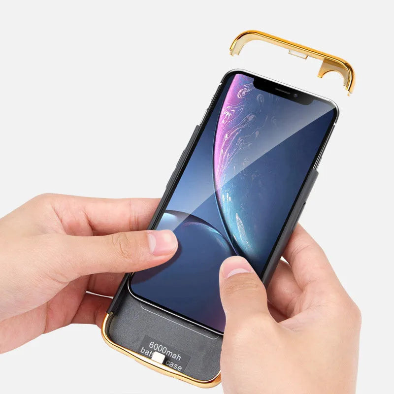 Back clip power bank phone case for iPhone 12 to 14 and older models, glass and plastic, 15.2*82*166.5mm