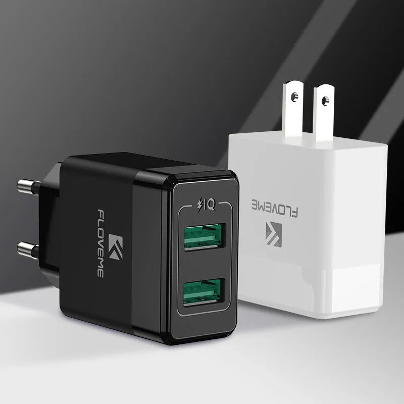 European and American standard travel charger with USB port for mobile device fast charging