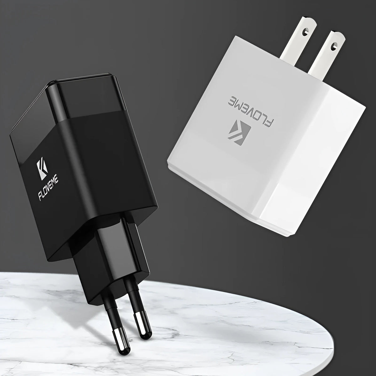 European and American standard travel charger with USB port for mobile device fast charging