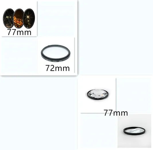 77mm half moon mirror split focus camera filter with microfiber cloth and storage bag