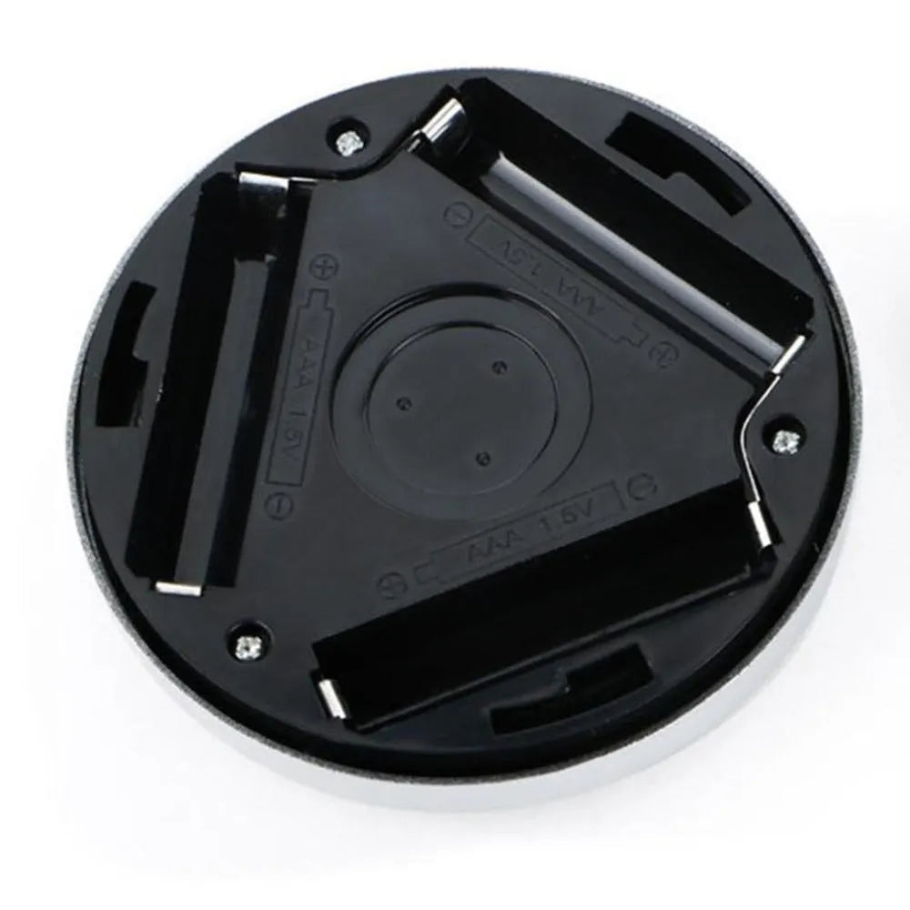 Silver battery-powered motion sensor night light with 80mm diameter PC plastic lampshade