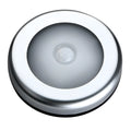 Silver battery-powered motion sensor night light with 80mm diameter PC plastic lampshade
