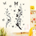 Fashion PVC wall sticker with butterfly flower design in photo colour, 50x70cm size, third generation