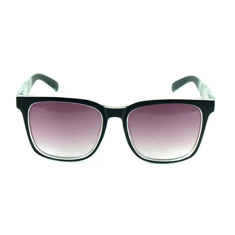 Square kids sports sunglasses with PC frame and AC lenses, shown in six colours: black, green, red, orange, yellow-green and blue.