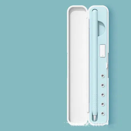Apple Pencil protective storage case with hard cover showing pencil and accessory compartments