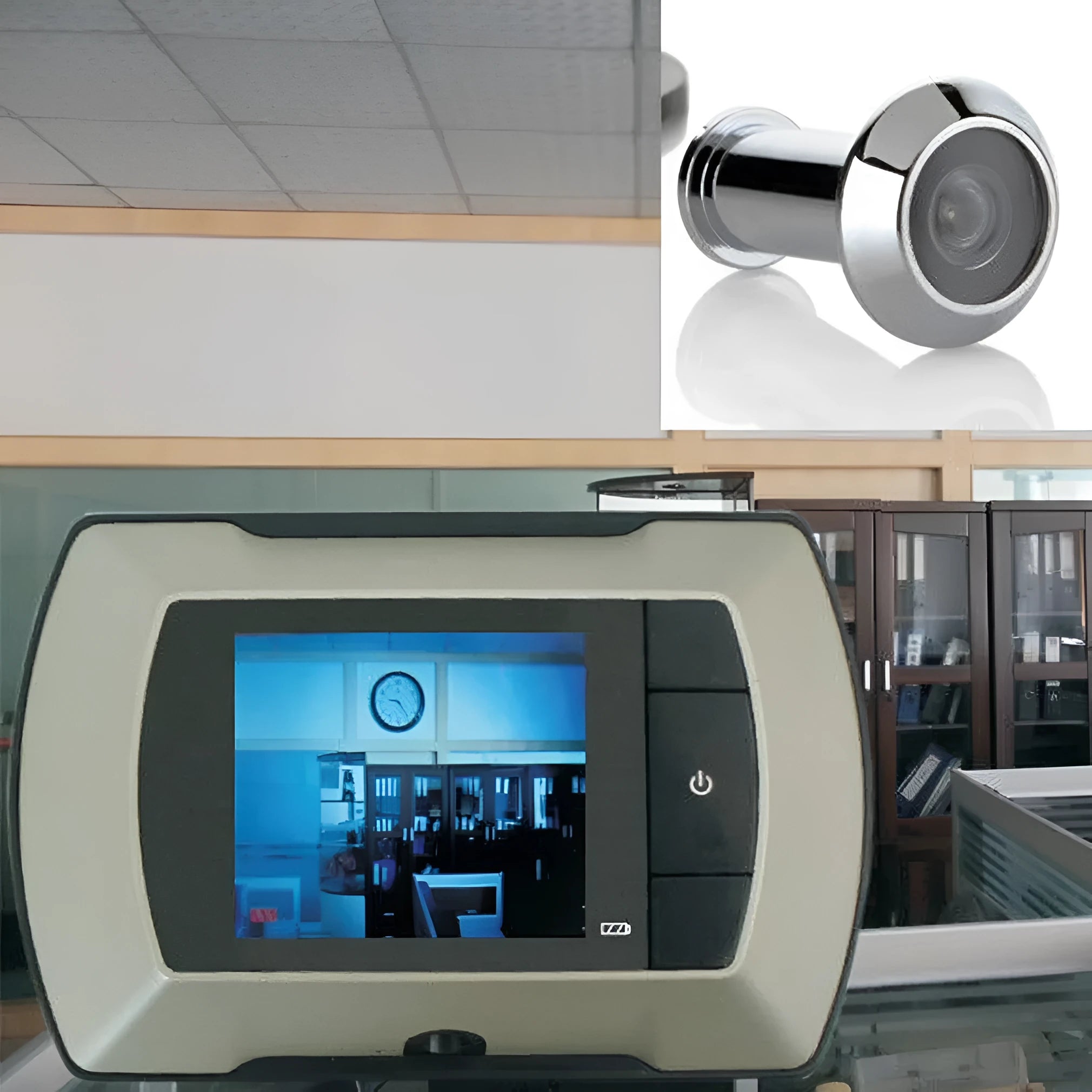 LCD visual monitor door peephole with indoor display unit and outdoor camera for 35mm-50mm doors