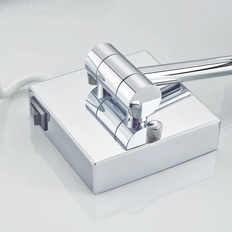 Stainless steel folding bathroom mirror with 8.5 inch silver lens and adjustable frame