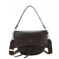 Picture In Cheek retro broadband one-shoulder messenger bag, medium square PU women's bag, black brown coffee