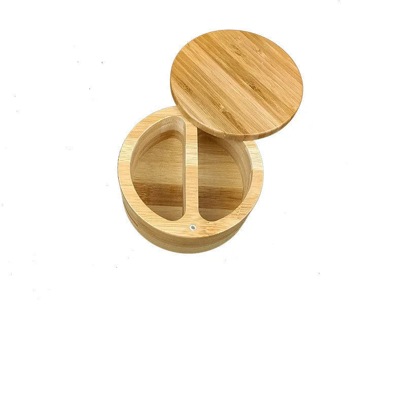 Bamboo seasoning box with bamboo spoon for kitchen spice storage