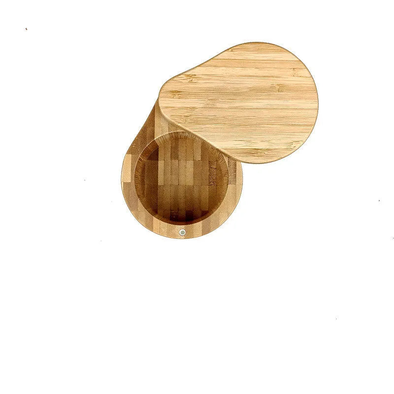 Bamboo seasoning box with bamboo spoon for kitchen spice storage