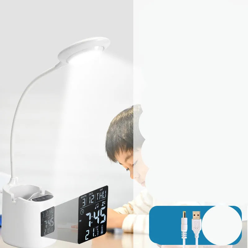 White USB desk lamp with touch switch for study eye protection and extended battery life