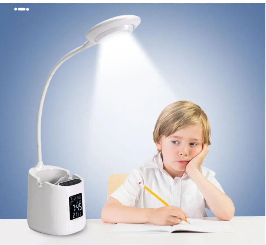 White USB desk lamp with touch switch for study eye protection and extended battery life