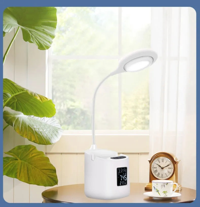 White USB desk lamp with touch switch for study eye protection and extended battery life