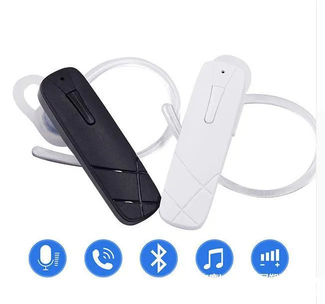 Black and white Mini V4.1 wireless Bluetooth earphones showing earpiece design.