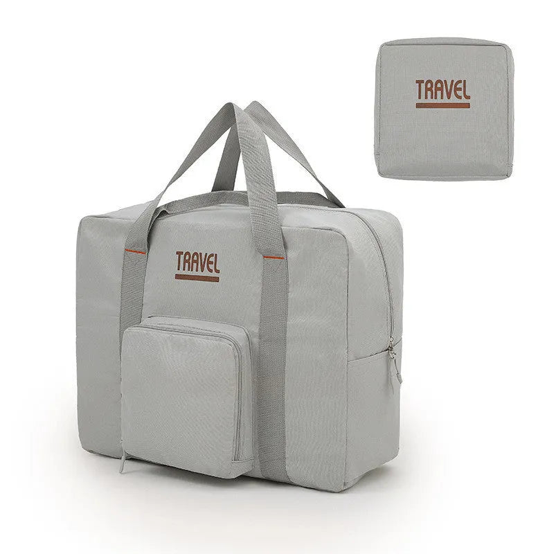 Black cube-shaped travel storage bag with sealable closure made from Oxford cloth