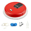 Automatic spray sweeping and mopping robot cleaner in various colours including black, blue, red, and white.