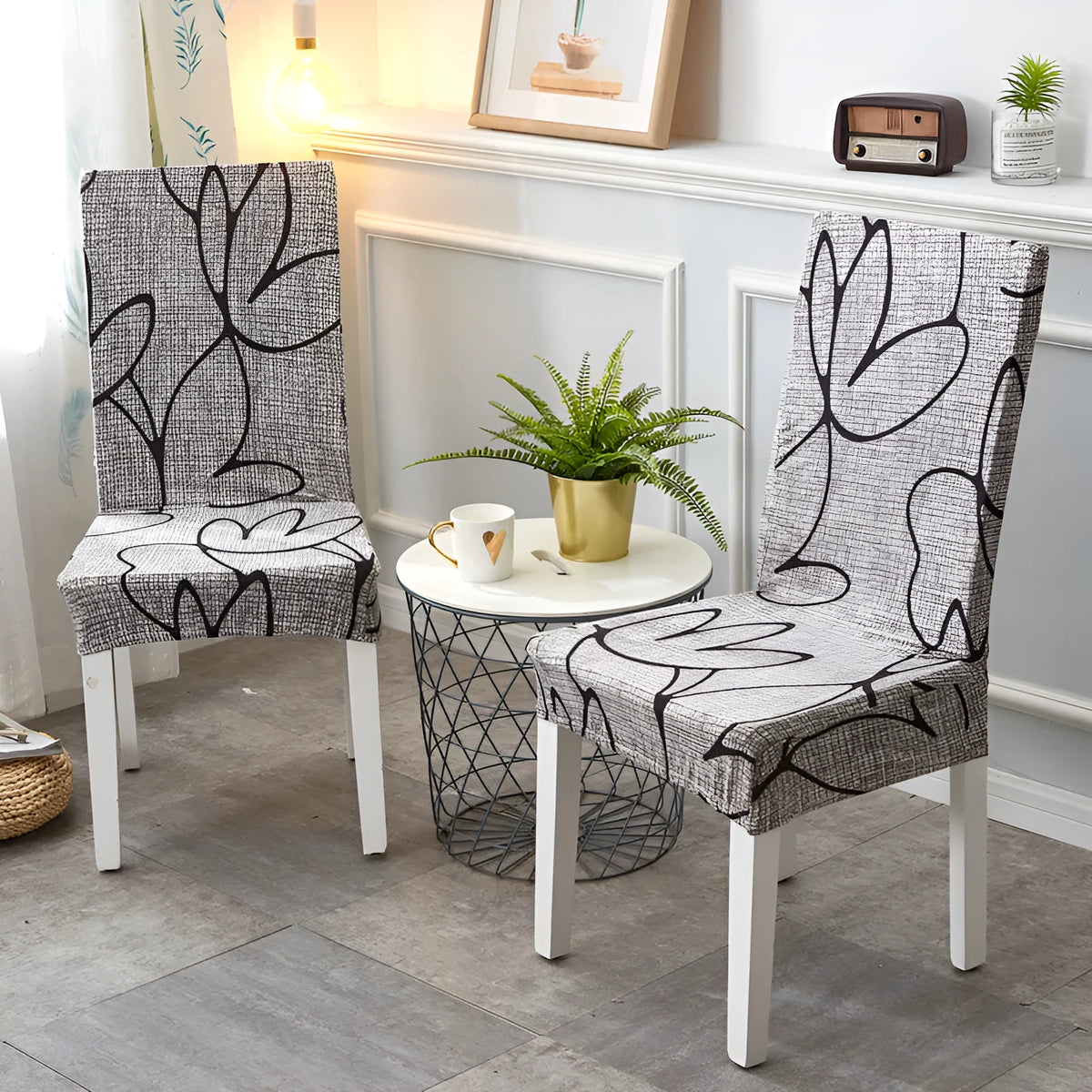 Stretch elastic chair cover on wooden chair with 45-60cm backrest