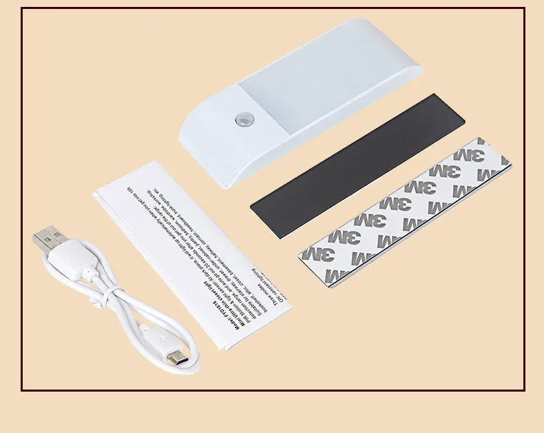 Human body infrared sensor night light with 12 LED bulbs and PVC housing for cabinet and corridor lighting
