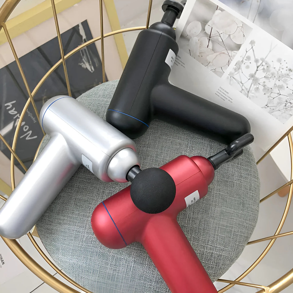 God Fascia Gun percussion massager in grey colour with USB charging port
