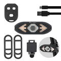 Black wireless remote control LED bike tail light with turn signals and horn, 95x33x22mm