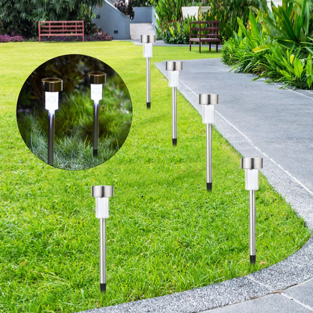 Stainless steel waterproof garden landscape light with LED illumination in pastoral style.