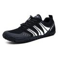 Outdoor quick-drying wading shoes in red, black, or orange with mesh upper and rubber outsole.