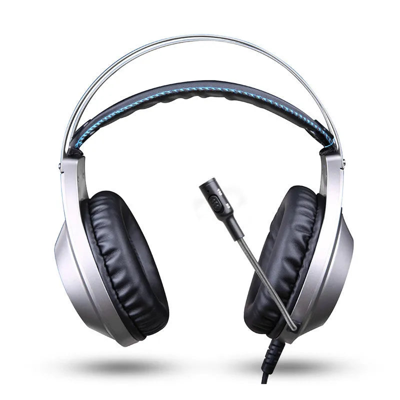 Black USB wired computer gaming headset with adjustable boom microphone for PC and notebook use