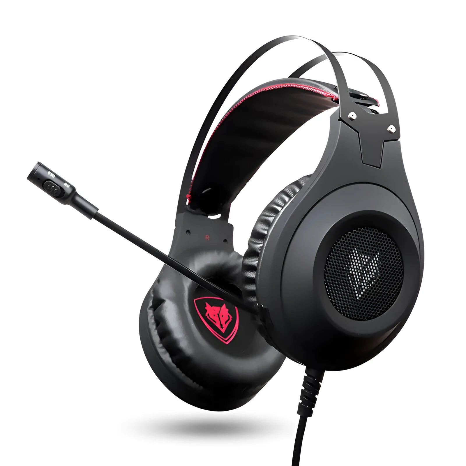 Black USB wired computer gaming headset with adjustable boom microphone for PC and notebook use