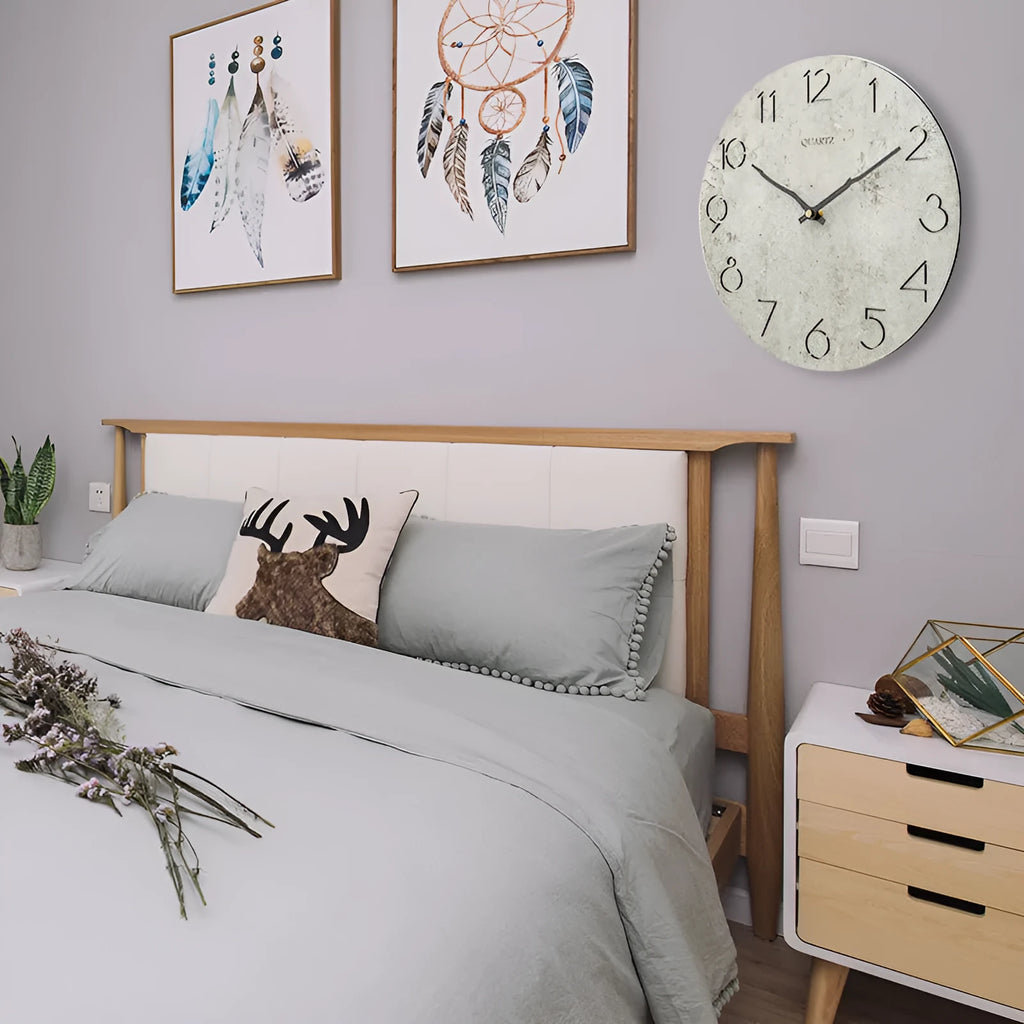 Grey single-sided modern wall clock in European style for living room household use