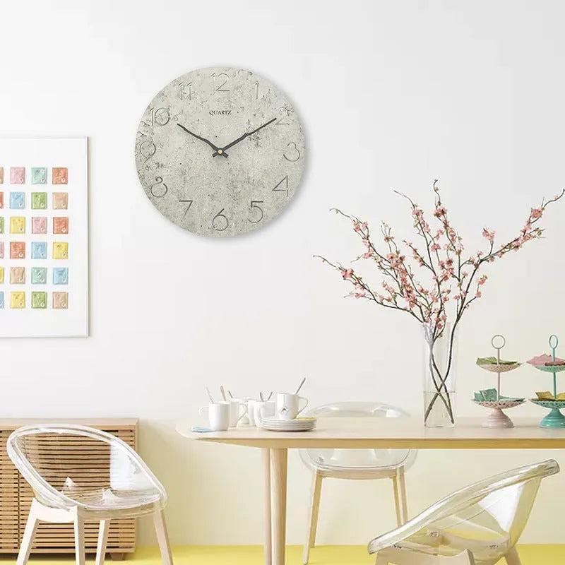 Grey single-sided modern wall clock in European style for living room household use