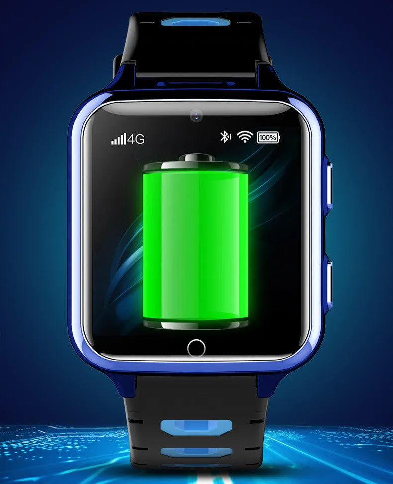 Children's smartwatch with a colourful silicone strap and a 1.54-inch touchscreen displaying a user interface.