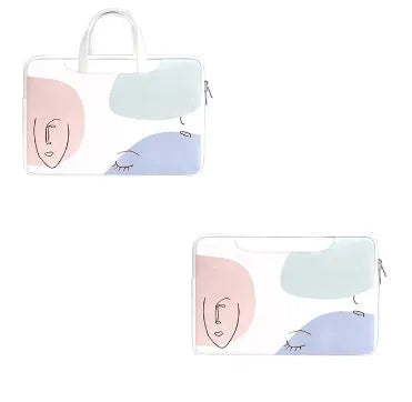 Girl laptop bag in blue PU leather with zipper opening for 15.6 inch waterproof shockproof protection