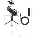Black wired broadcast microphone with noise reduction for live streaming and singing recording