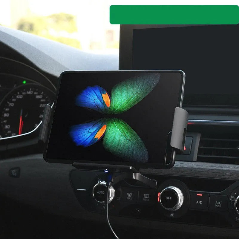 Universal black car clip-on bracket for folding screen phones and tablets