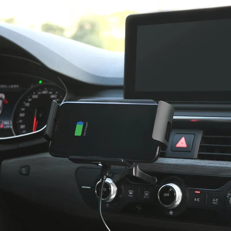 Universal black car clip-on bracket for folding screen phones and tablets