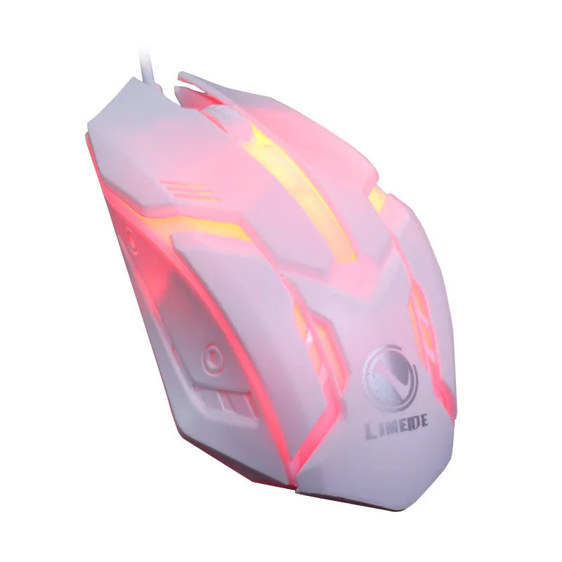Wired photoelectric mouse with colorful glow light available in black and white with 1.3m USB cable