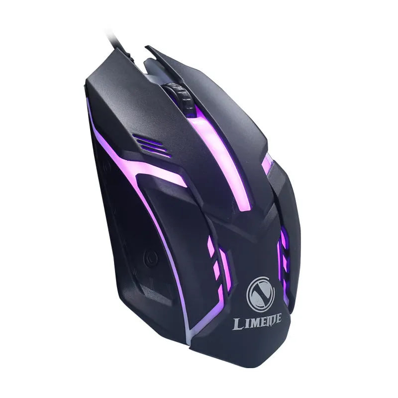Wired photoelectric mouse with colorful glow light available in black and white with 1.3m USB cable