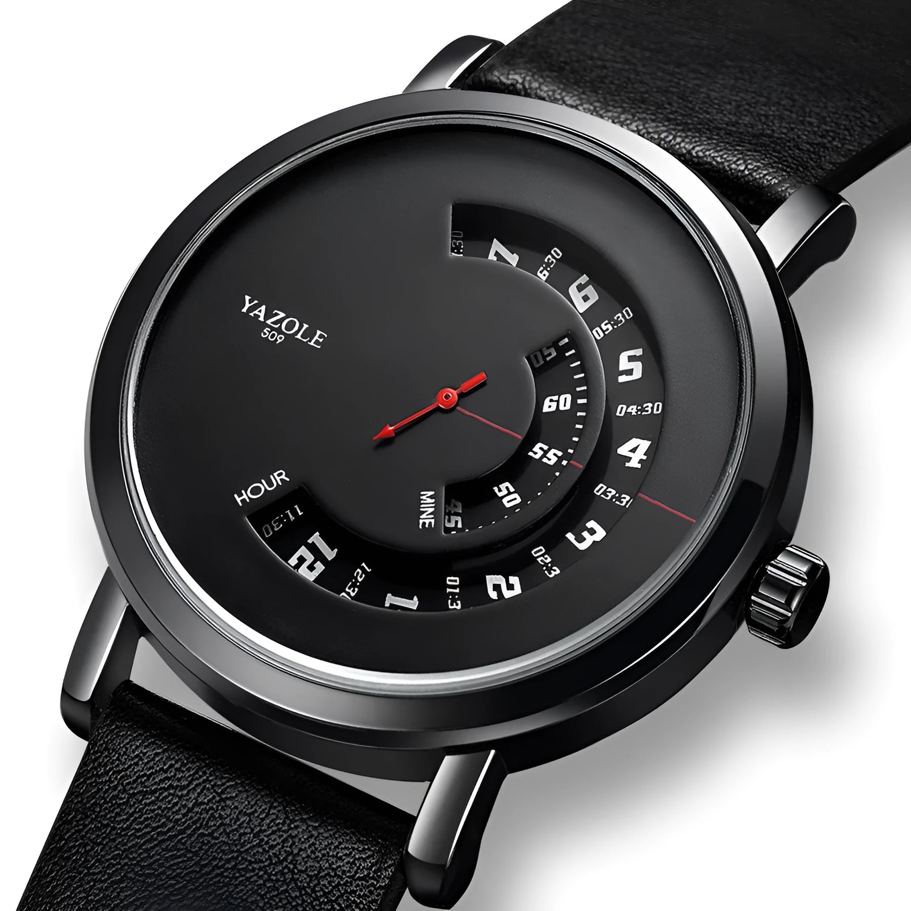 Men's turntable waterproof quartz watch with mineral glass and metal case