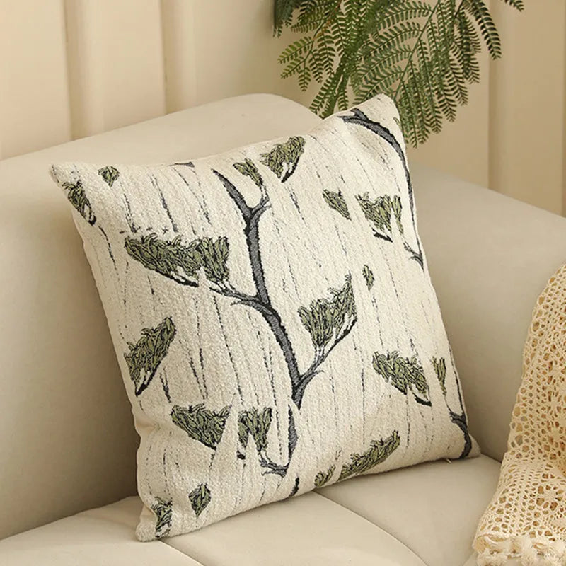 Yarn-dyed Jacquard cushion cover with detailed floral pattern in a 45x45cm square size.