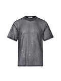 Boys see-through mesh short-sleeved T-shirt with plaid pattern and slim fit, sizes M L XL