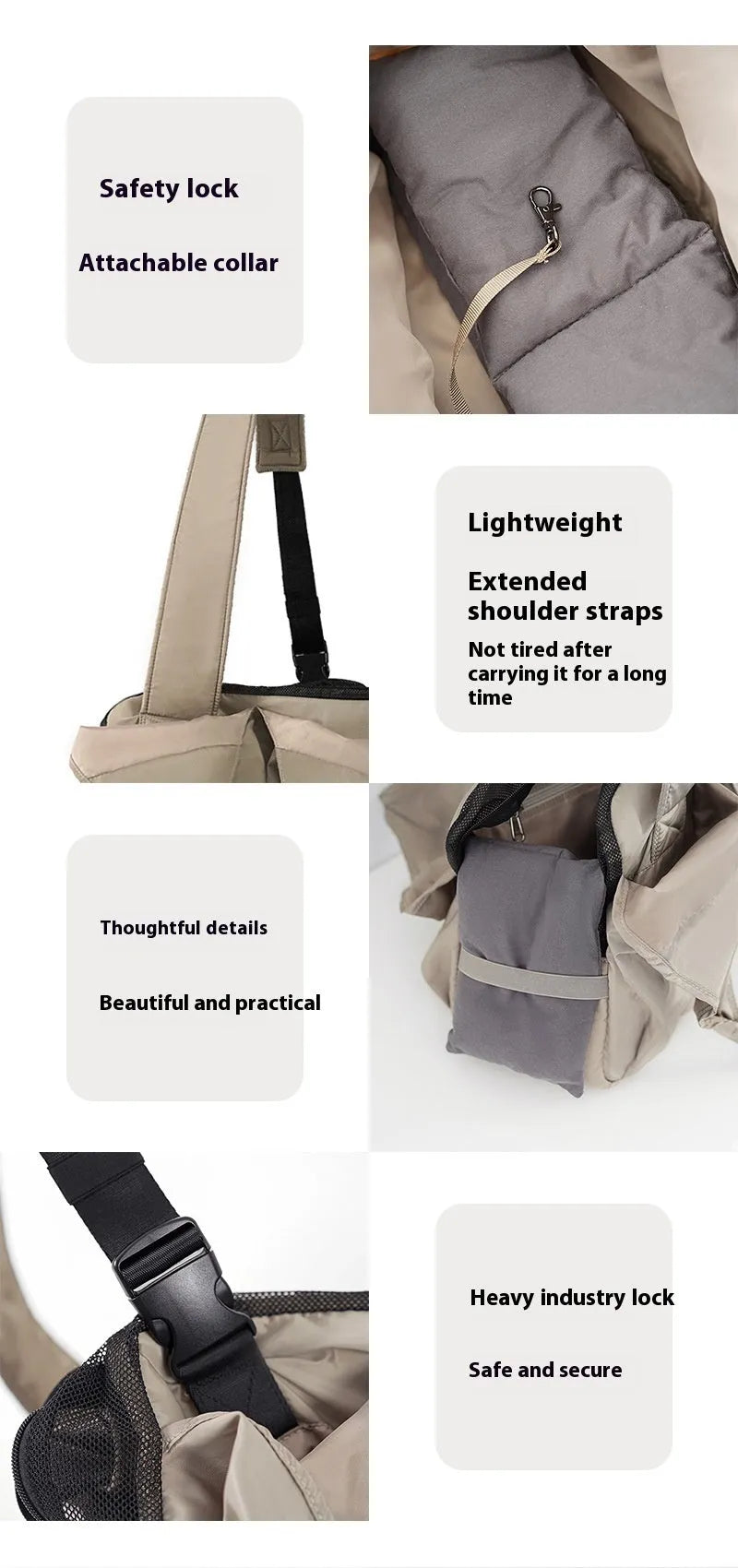 Apricot cloth pet handbag with dimensions 41 x 16 x 28 cm for summer outdoor use