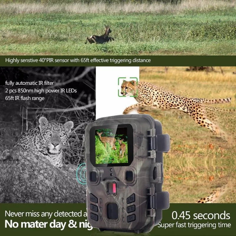 Black infrared night vision monitoring device with plastic housing and TF card slot