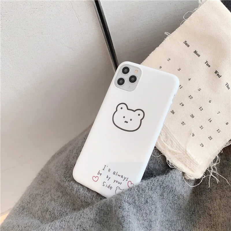 Soft silicone iPhone case with Korean bear cartoon design for Apple 11 Pro Max, XS Max, and XR models