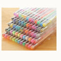 Set of 100 assorted colour gel watercolour pens with highlighter tips, showing plastic barrels.