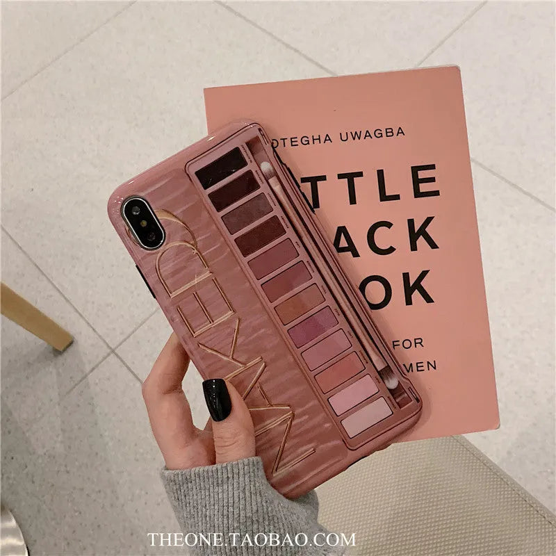 iPhone silicone phone case with eye shadow colour gradient design in flesh and grey options
